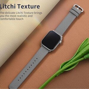 Gray Leather Watch Band